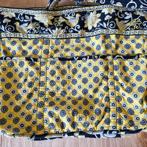 Vera Bradley Black Yellow Button Floral Paisley Tote Bag with Accessories Large - Picture 6 of 16
